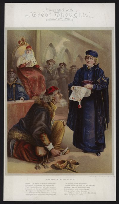 Ellen Terry en Portia dans Le Marchand de Venise - English School