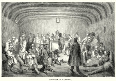 Emigrants sur le Saint-Laurent (gravure) - English School