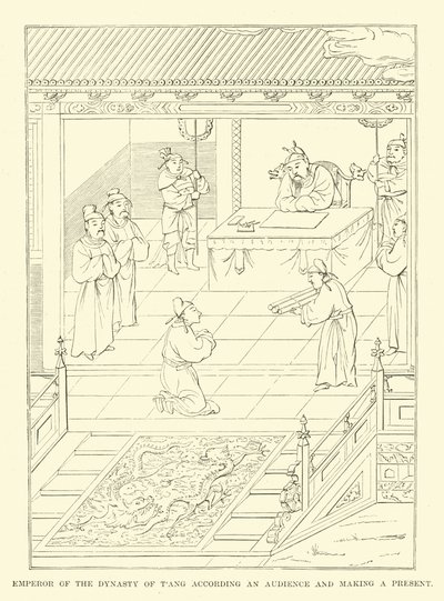 Empereur de la dynastie Tang accordant une audience et faisant un présent - English School