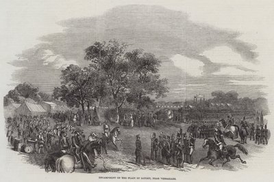 Campement sur la plaine de Satory, près de Versailles (gravure) - English School