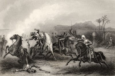 Rencontre entre le lieutenant Hills et un corps de cavalerie sepoy, de 