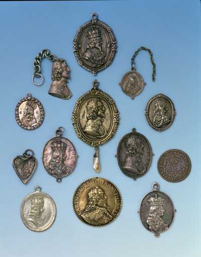 Badges de la guerre civile anglaise pour les partisans de Charles Ier (1625-49) - English School