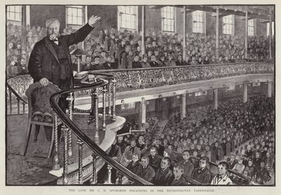 Prédicateur baptiste particulier anglais Charles Haddon Spurgeon prêchant au Metropolitan Tabernacle, Londres - English School