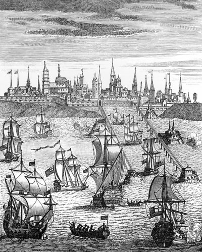 Escadron anglais transportant des troupes pour prendre possession de Dunkerque, de 