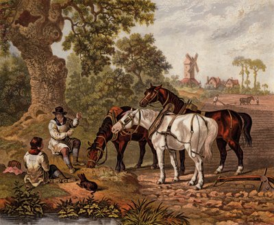 Agriculteurs anglais labourant - English School