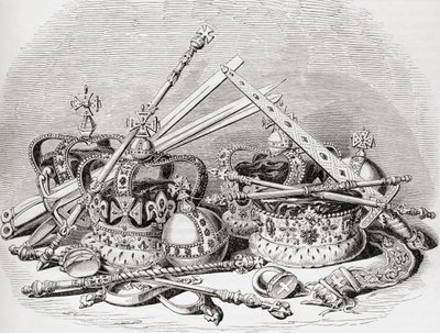 Regalia anglaise, de Old England: A Pictorial Museum, pub. 1847 - English School