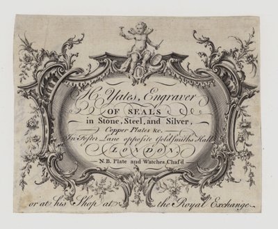 Graveurs de sceaux, H Yates, carte de visite - English School