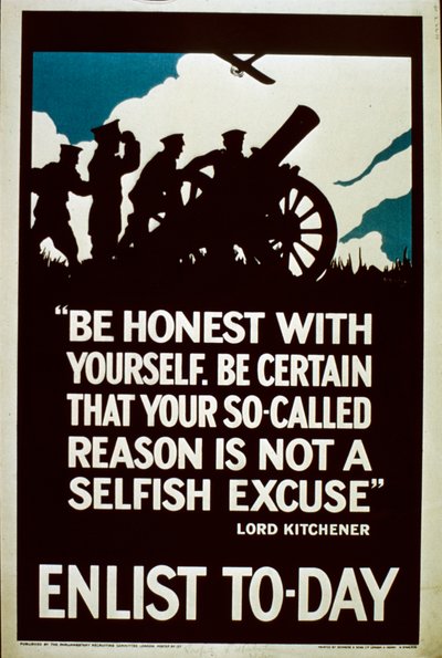 Affiche de recrutement Enlist To-Day, 1914-18 - English School