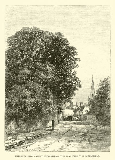 Entrée dans le Marché Bosworth, sur la route du Champ de Bataille - English School