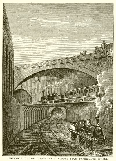 Entrée du tunnel de Clerkenwell depuis Farringdon Street - English School