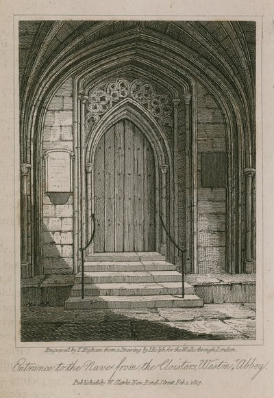 Entrée de la nef depuis les cloîtres, Abbaye de Westminster, Londres - English School