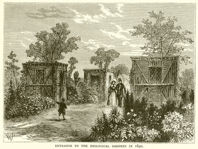 Entrée des jardins zoologiques en 1840 - English School