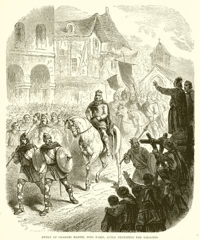 Entrée de Charles Martel à Paris, après avoir vaincu les Sarrasins - English School