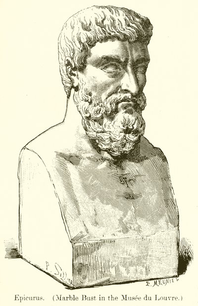 Épicure. (Buste en marbre du musée du Louvre) (gravure) - English School