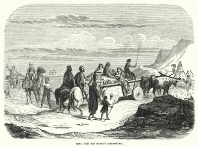 Ésaü et sa famille partant (gravure) - English School