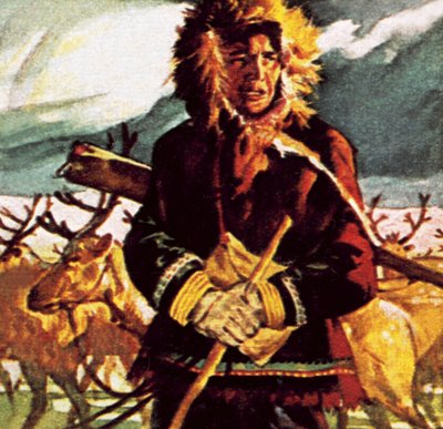 Esquimau avec son renne - English School