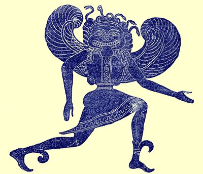 Gorgone étrusque, du Musée Campana, illustration de History of Rome par Victor Duruy, publiée en 1884 - English School