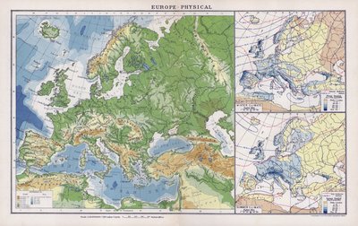 Europe, physique (litho en couleur) - English School