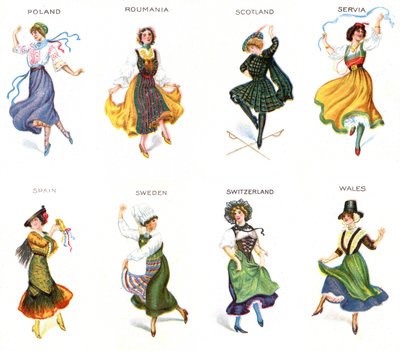Danseurs européens, cartes de cigarettes, 1915 - English School