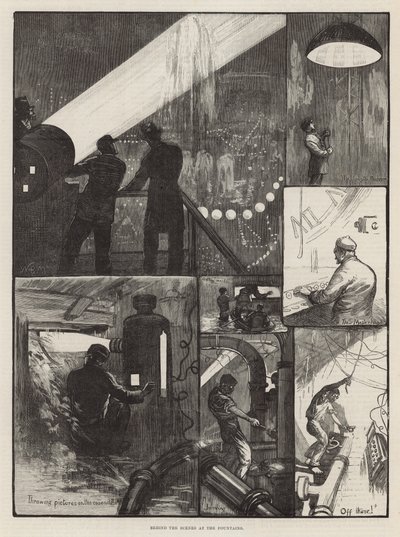Fête du soir au profit des hôpitaux de Londres - Derrière les coulisses aux fontaines - English School