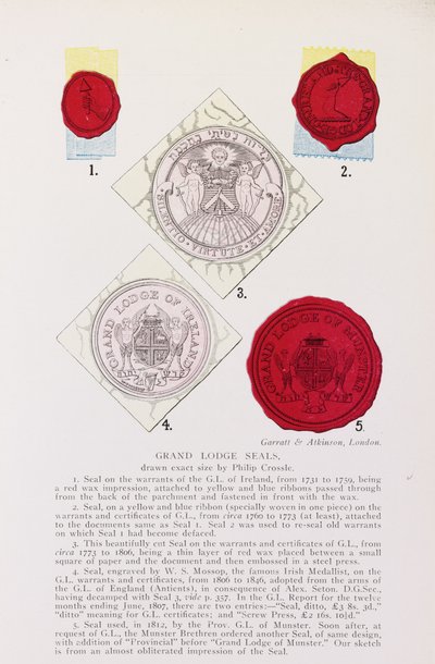 Exemples de sceaux de la Grande Loge anglaise et irlandaise - English School
