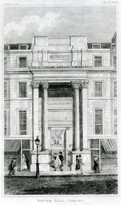 Exeter Hall, Strand, Londres, tiré du Gentlemans Magazine - English School