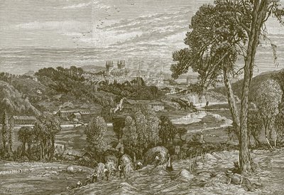 Exeter, depuis les champs d