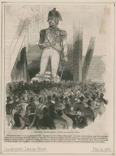 Exposition de la statue de Nelson à Charing Cross - English School