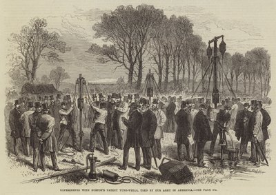 Expériences avec les puits tubulaires brevetés de Norton, utilisés par notre armée en Abyssinie (gravure) - English School