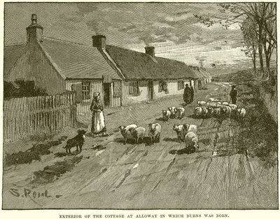 Extérieur du cottage à Alloway où Burns est né - English School