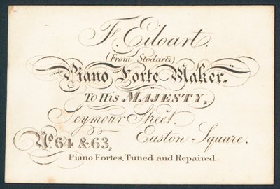 F Eiloart, fabricant de pianos, carte de visite - English School