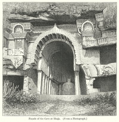 Façade de la grotte de Bhaja (gravure) - English School