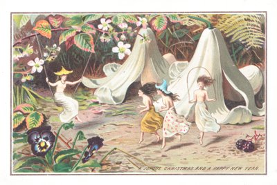 Fées dans le jardin, Carte de Noël - English School