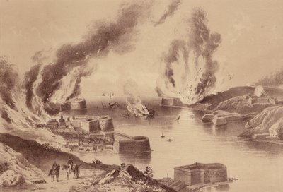Chute de Sébastopol, guerre de Crimée (lithographie) - English School