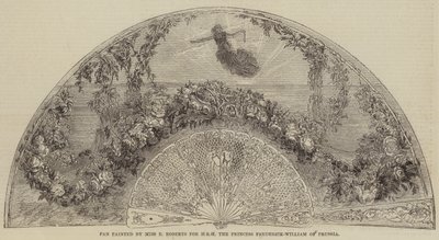 Éventail peint par Miss E Roberts pour SAR la princesse Frédéric-Guillaume de Prusse - English School