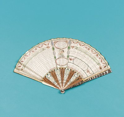 Éventail imprimé avec "Fanology or the Ladies Conversation Fan" par Charles Francis Badini, publié en 1797 - English School