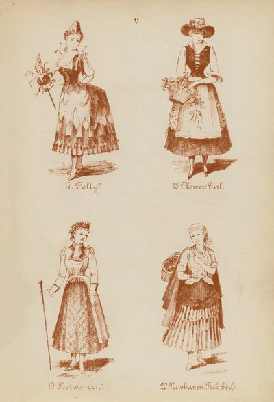 Costumes de fantaisie : Folie, Fille de fleurs, Femme folle, Fille de poisson de Newhaven - English School