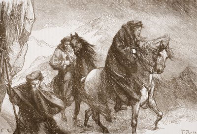 Farel et ses compagnons traversant les Alpes, illustration de L
