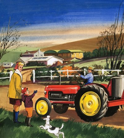 Agriculteur conduisant un tracteur - English School