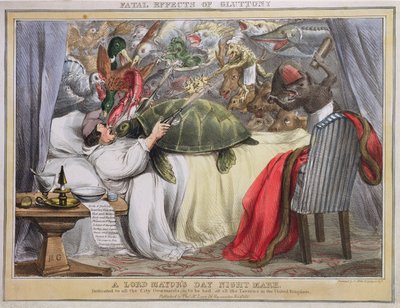 Effets fatals de la gourmandise, un cauchemar de la journée du Lord Maire, publié par Thomas McLean (1788-1875) 1830 - English School