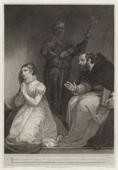 Feckenham, sur ordre de la reine, visite Lady Jane Gray dans la tour - English School