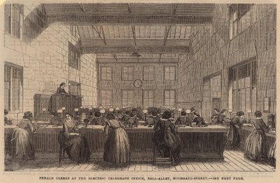 Employées de bureau au télégraphe électrique, Bell Alley, Moorgate Street - English School