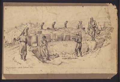 Cuisine de campagne dans la forteresse de Nis, Serbie, Guerre Serbo-Bulgare, 28 novembre 1885 - English School