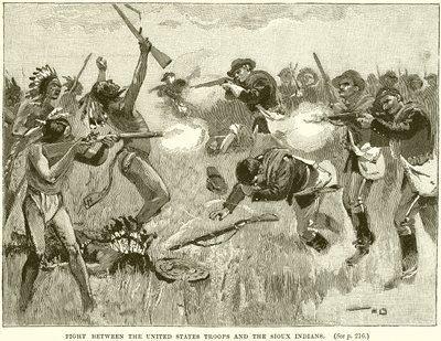 Combat entre les troupes des États-Unis et les Indiens Sioux - English School