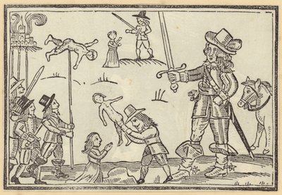 Figures de soldats brandissant des épées contre des enfants - English School