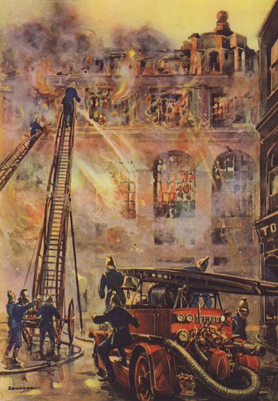 Pompiers combattant un incendie dans un grand hôtel - English School