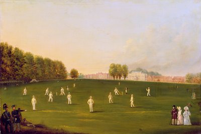 Premier Grand Match de cricket joué par les membres de la Royal Amateur Society sur Hampton Court Green, 3 août 1836 - English School