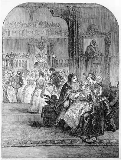 Première rencontre du prince Charles (1600-49) avec la princesse Henriette (1609-69) à Paris - English School