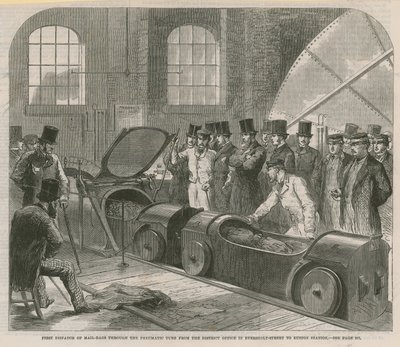Premier envoi de sacs postaux par tube pneumatique - English School