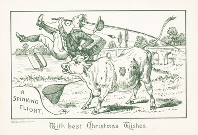 Pêcheur jeté par un taureau, Carte de Noël - English School